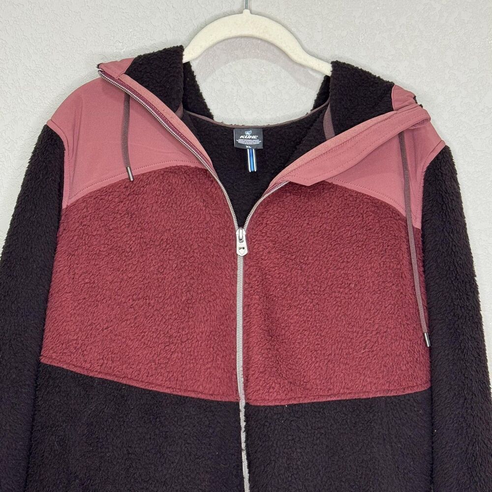 Kuhl Fleece Jacket Womens XL Black Burgundy Hooded Full Zip Sherpa Hoodie - Picture 5 of 12